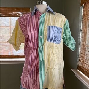 Eliou Orange and White Striped Button Down Shirt